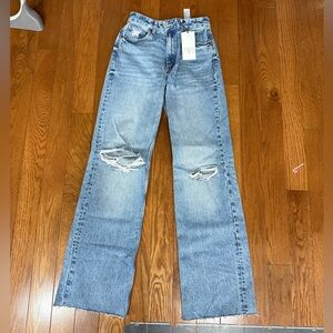 Zara High Rose Wide Leg Jeans size 6 US